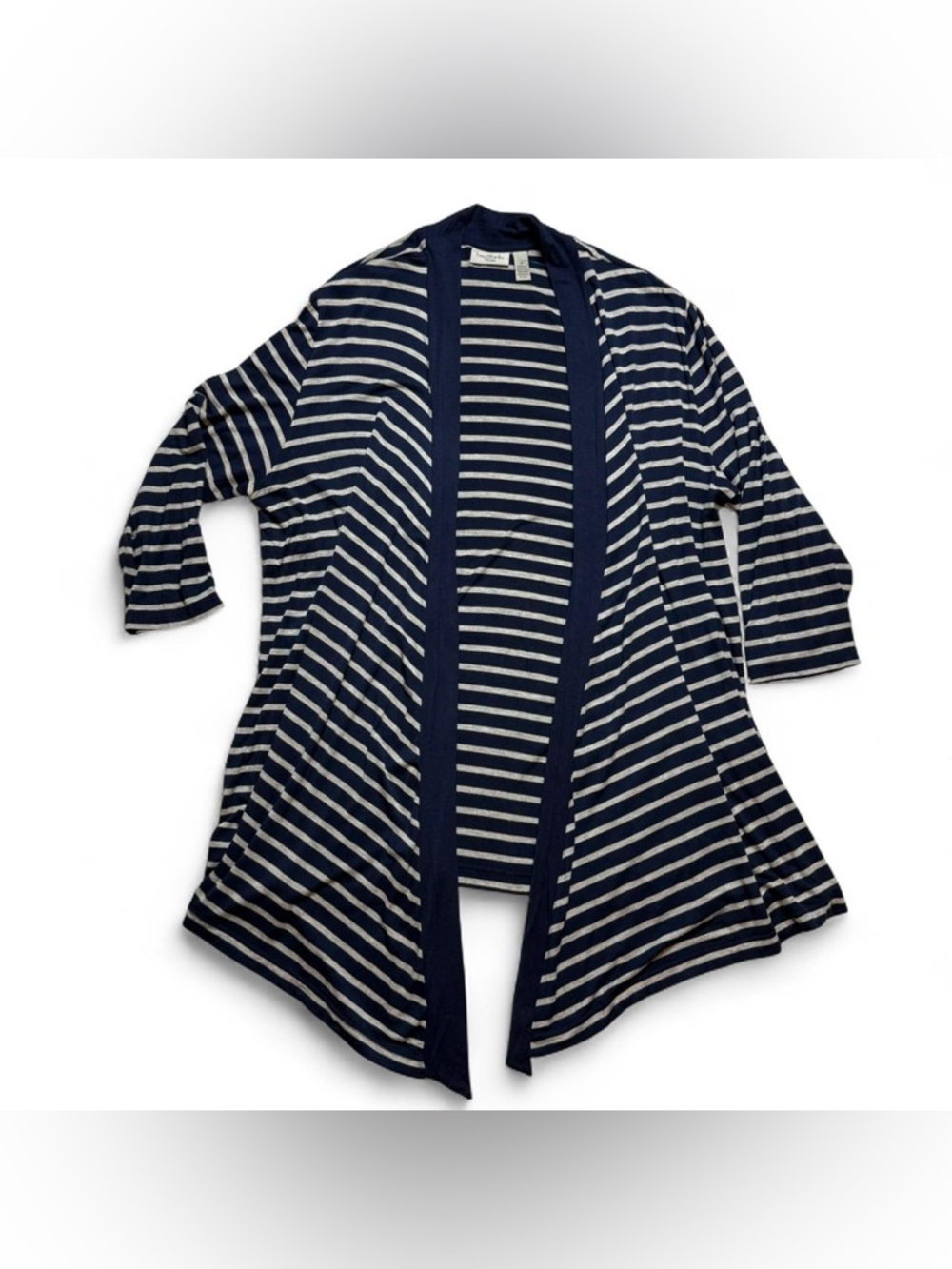 Bay Studio Navy Blue & Gray Striped Long Sleeve Cardigan Womens Size 1X